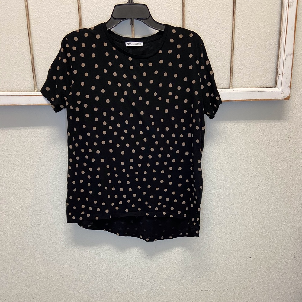 Zara black with cream colored dots size M